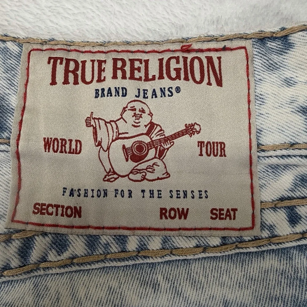 True Religion Ricky Acid Wash Straight Jeans Mens 28 Denim Blue Relaxed 30x34